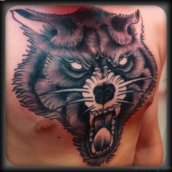Awesome Wolf Tattoo Design On Chest