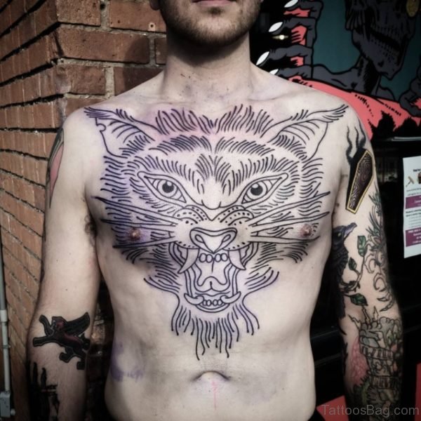 Awesome Wolf Tattoo on Chest