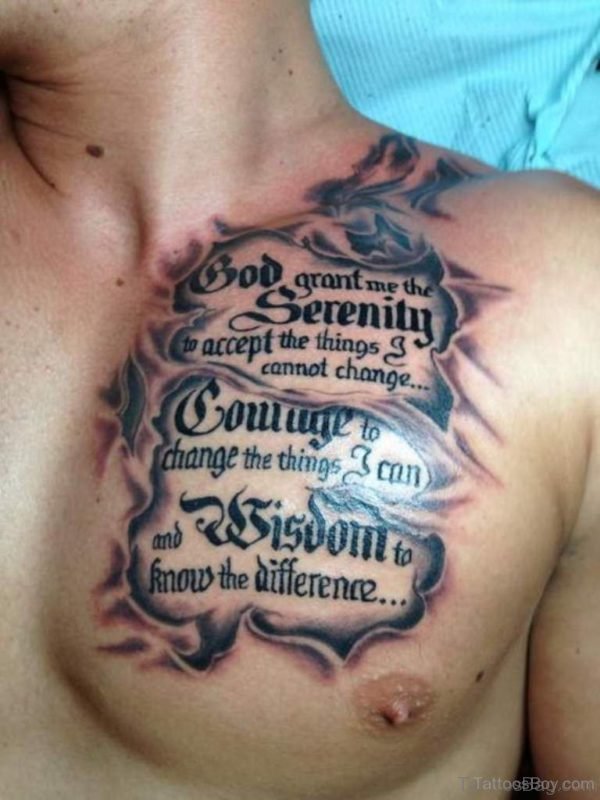 Awesome Wording Tattoo On Chest