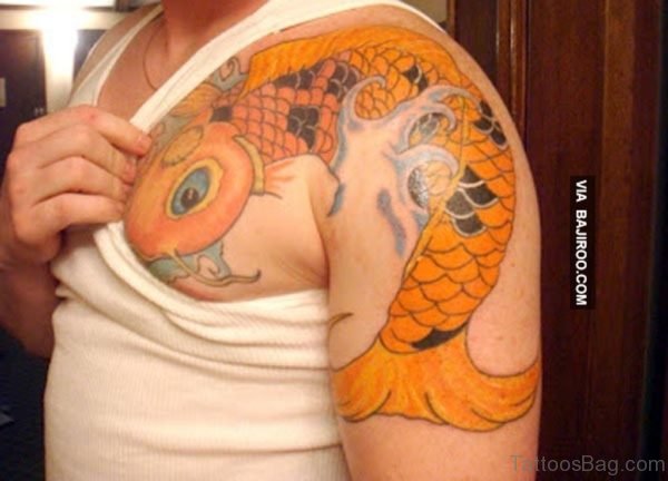Awesome Yellow Fish Tattoo
