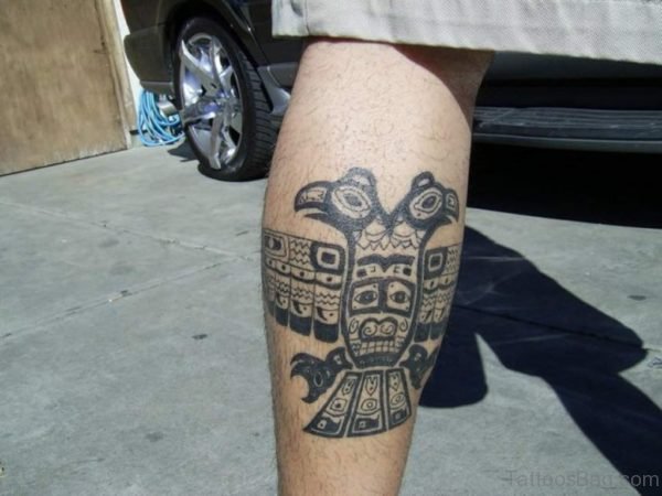 Aztec Eagle Tattoos On Leg