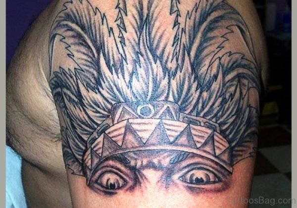 Aztec Half Sleeve Shoulder Tattoo 