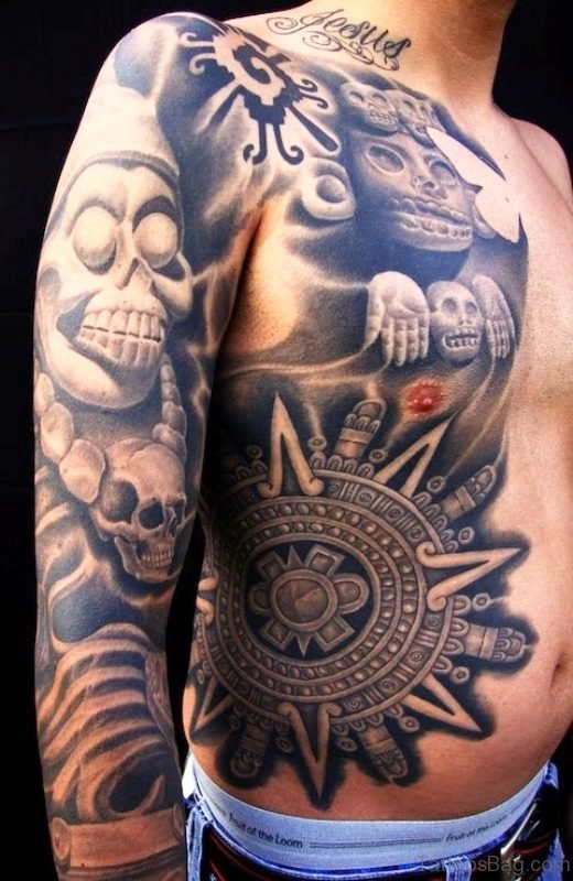 Aztec Skull Designer Tattoo 