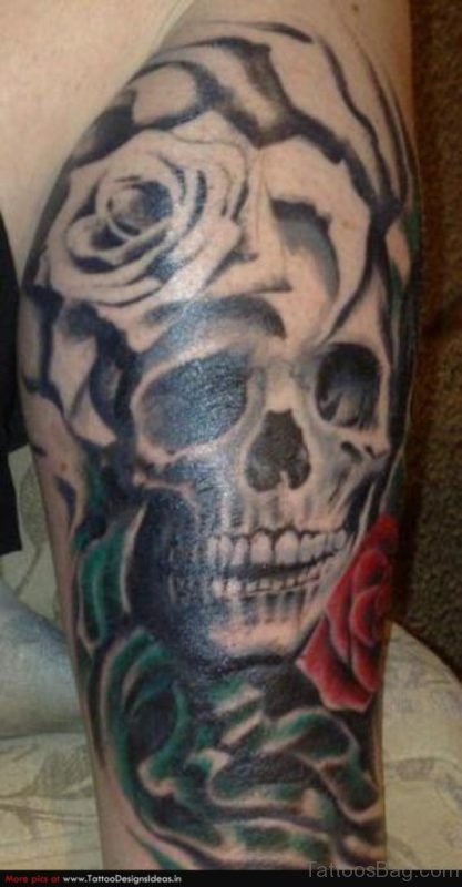 Aztec Skull Tattoo For Leg