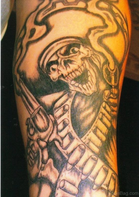 Aztec Skull Tattoo On Shoulder 