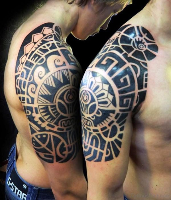 Aztec Tribal Shoulder Tattoo 