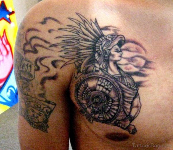 Aztec Tribal Tattoo For Chest 