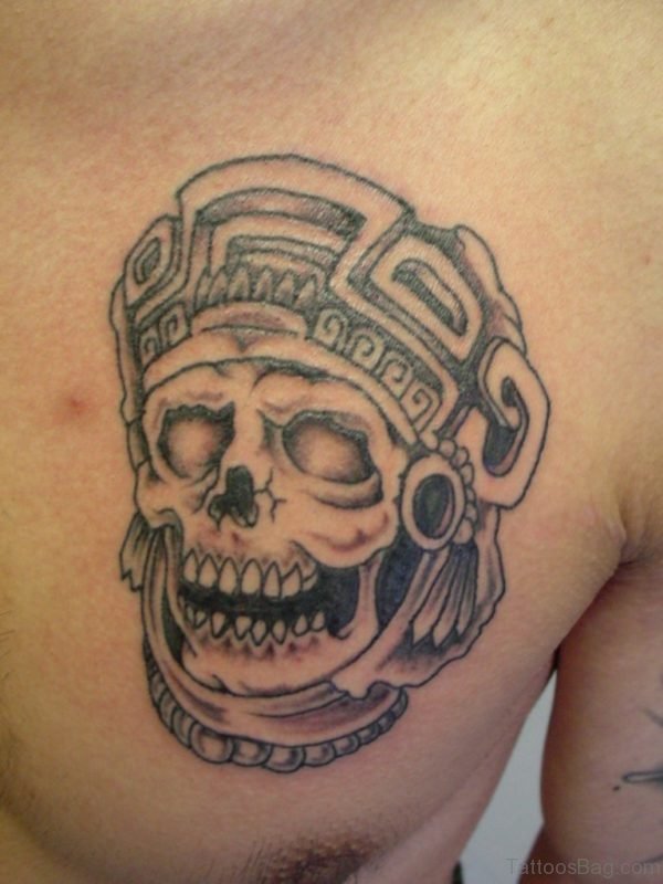 Aztec Warrior Tattoo On Chest