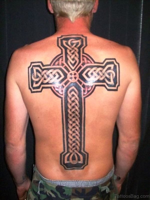 Back Celtic Cross Tattoo for Men