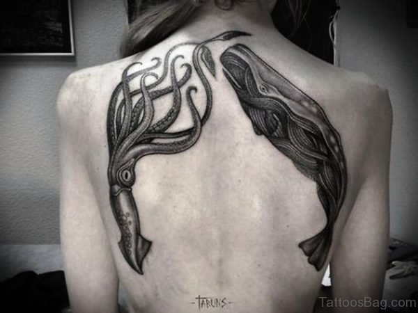 Back Octopus Shoulder Tattoo 