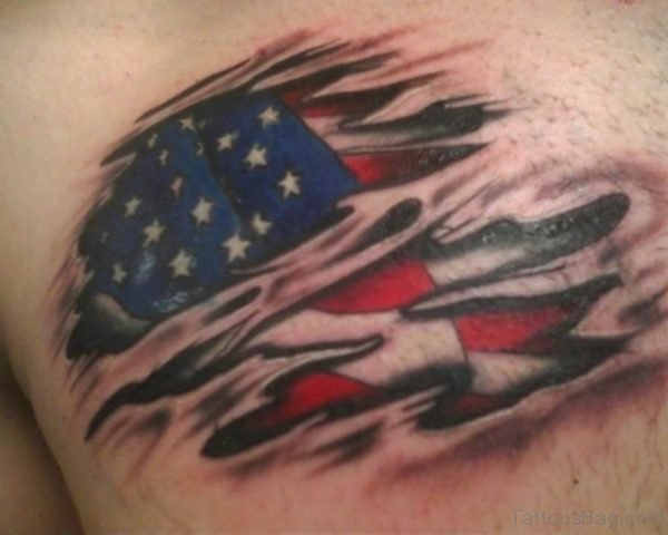 Banner And American Flag Tattoo