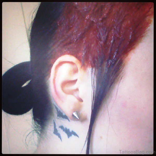 Bats Tattoo Behind Ears Image