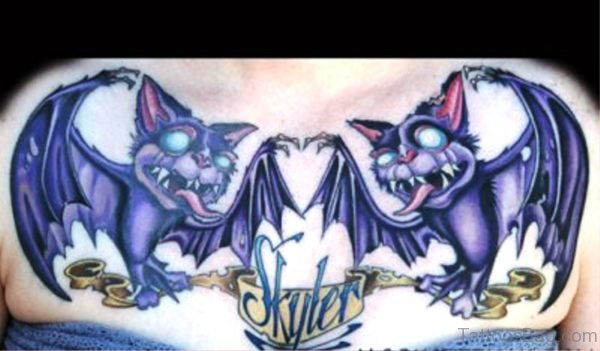 Bats Tattoo On Chest Image