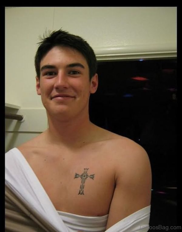 Beautiful Airbrush Cross Tattoo On Chest