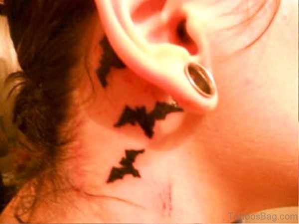 Beautiful Bats Tattoo Behind Ears