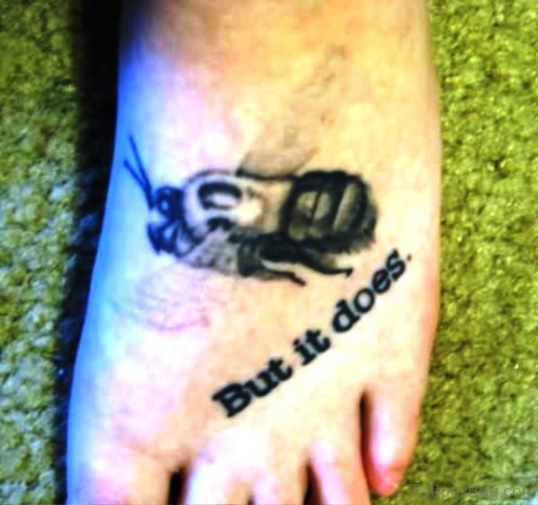 Beautiful Bee Tattoo On Foot 