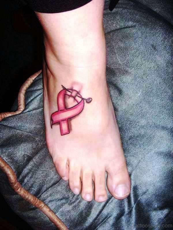 Beautiful Cancer Ribbon Tattoo Design
