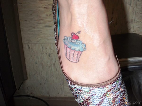 Beautiful Cupcake Tattoo On Foot
