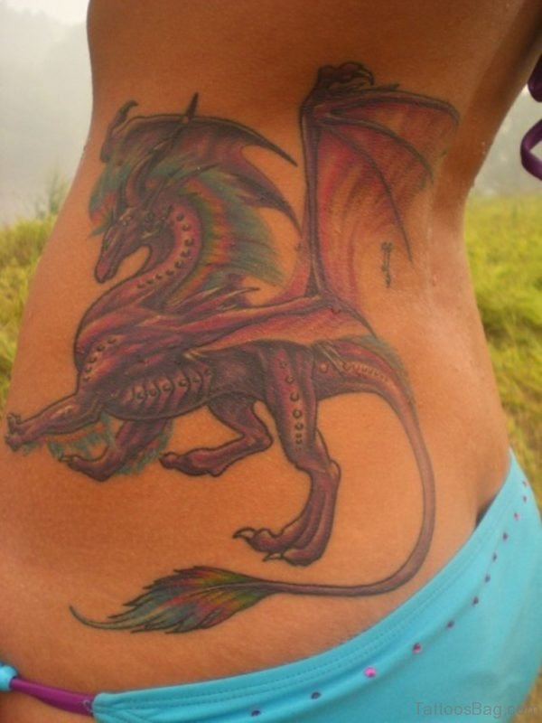 Beautiful Dragon Tattoo For Rib