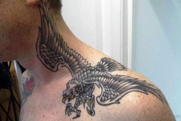 Beautiful Eagle Tattoo On Neck