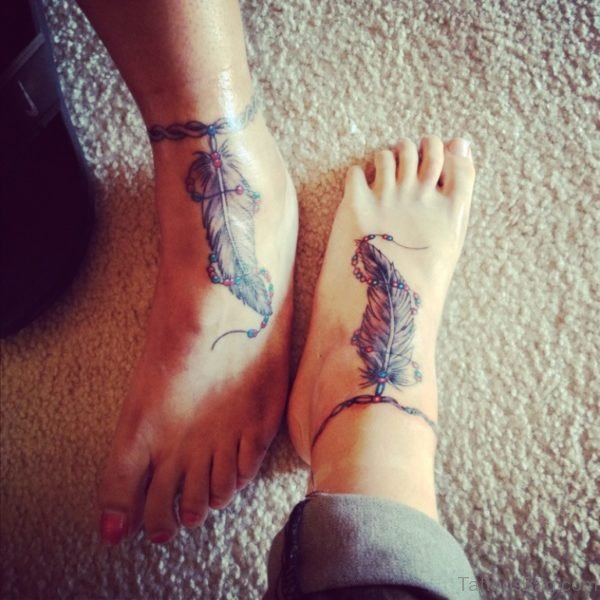 Beautiful Feather Tattoo On Ankle