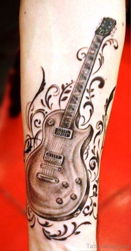 Beautiful Forearm Guitar Tattoo