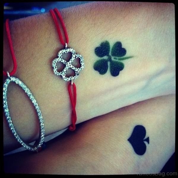 Beautiful Four Leaf Tattoo On Wrist