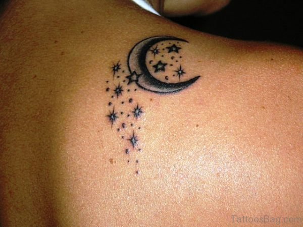 Beautiful Moon And Star Tattoo