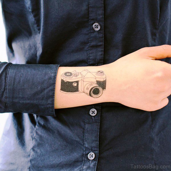 Beautiful Old Camera Wrist Tattoo