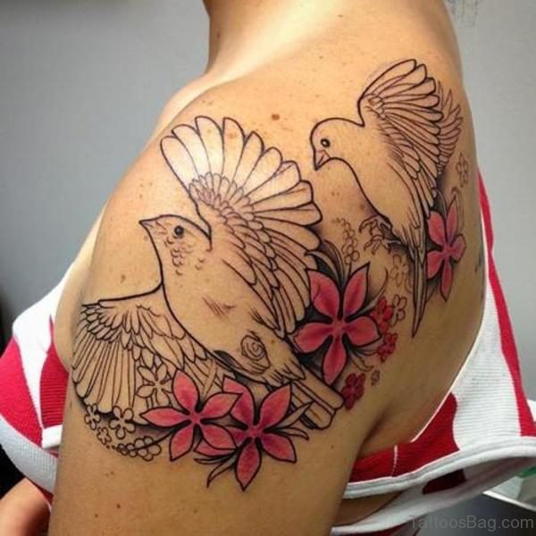 Beautiful Tattoo Of Bird On Shoulder