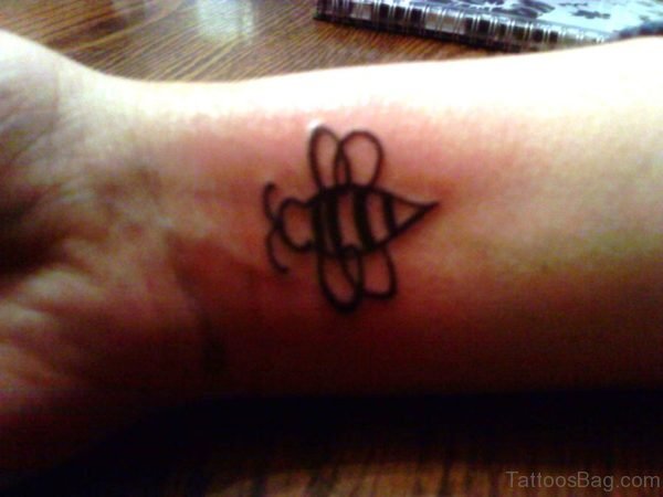 Bee Outline Tattoo On Wrist 
