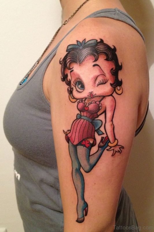 Betty Boop Tattoo On Shoulder 