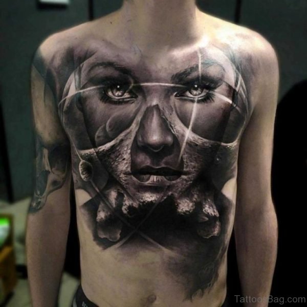 Big Black and Grey Portrait Tattoo