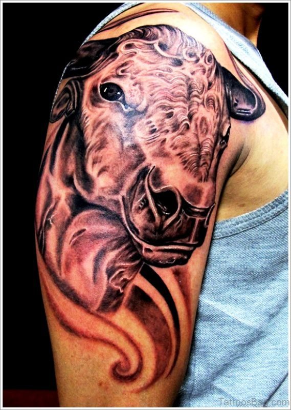 Big Bull Tattoo On Shoulder