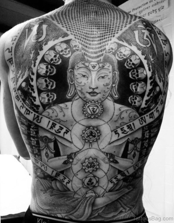 Big Grey Inked Buddha Tattoo