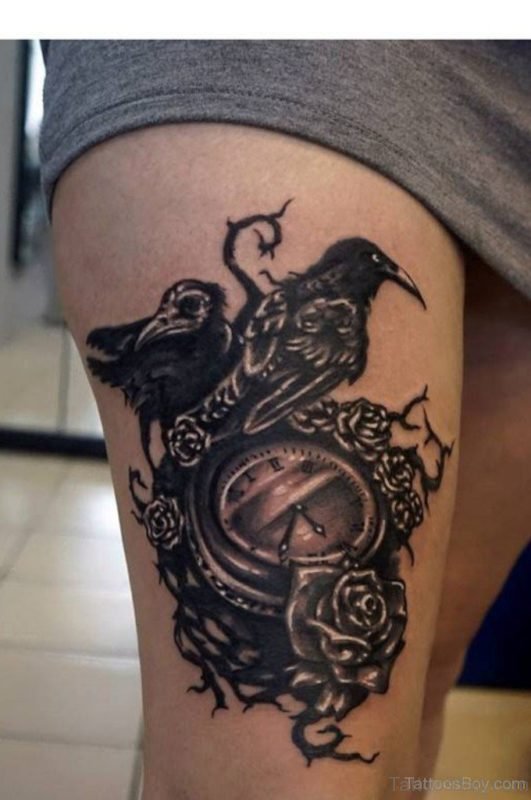 Bird And Clock Tattoo