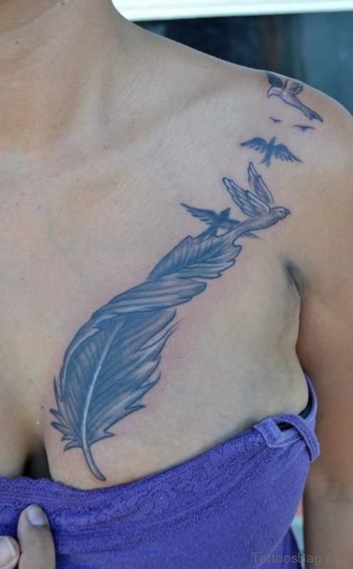 Bird And Feather Tattoo