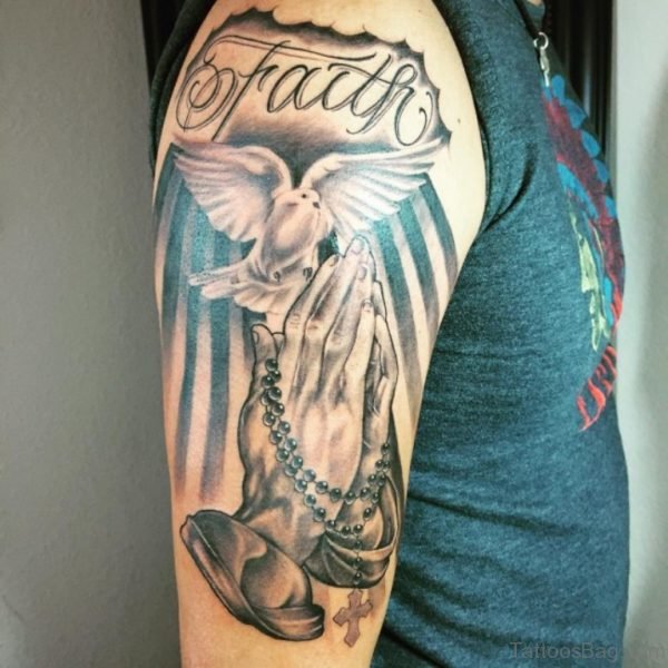 Bird And Praying Hands Tattoo