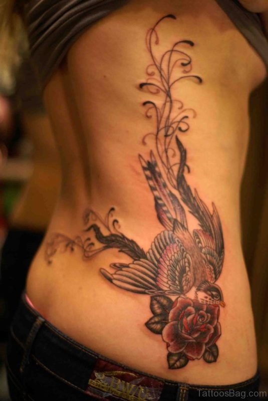 Bird And Rose Tattoo