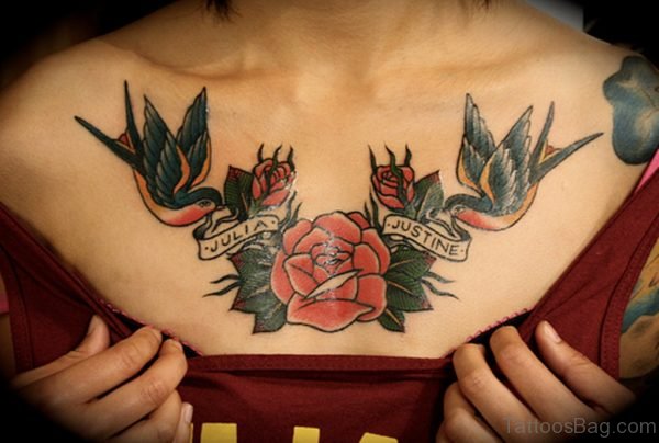 Birds And Rose Tattoo