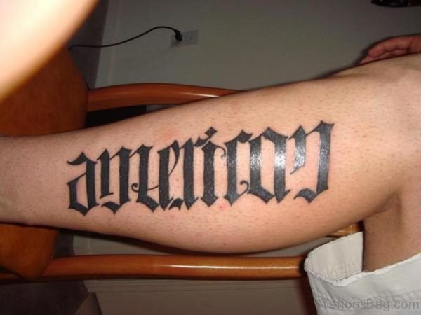 Black Ambigram Tattoo On Leg