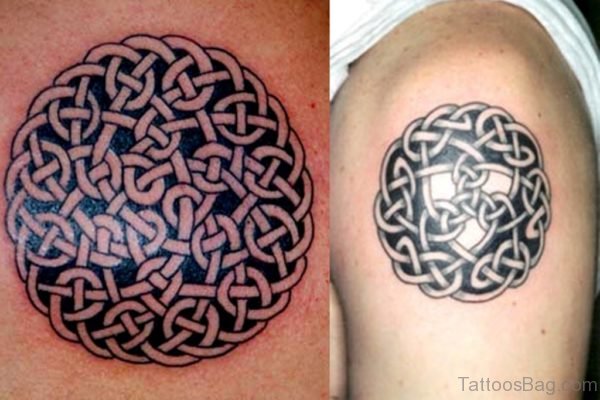 Black And Grey Celtic Knot Tattoo Designs For Shoulder