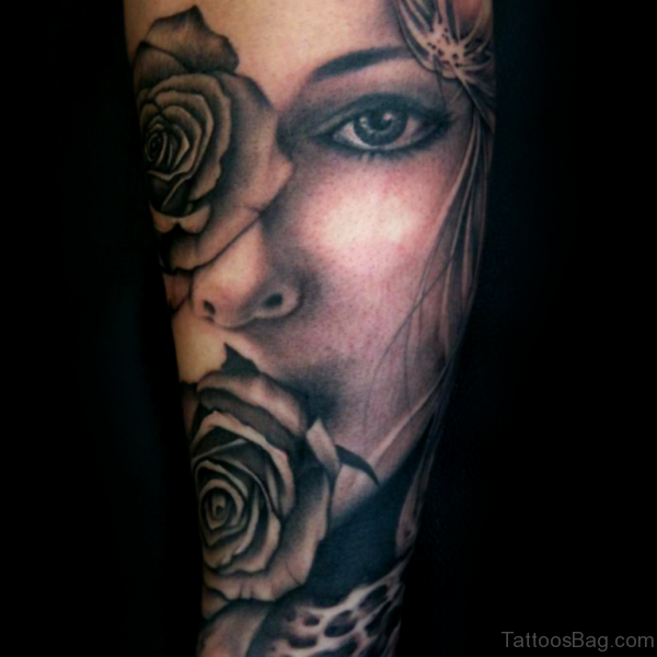 Black And Grey Portrait Tattoo