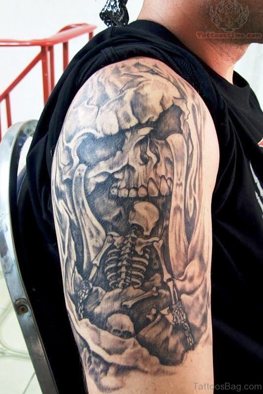 Black And Grey Skull Tattoo Design