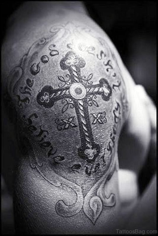 Black And White Cross Tattoo 