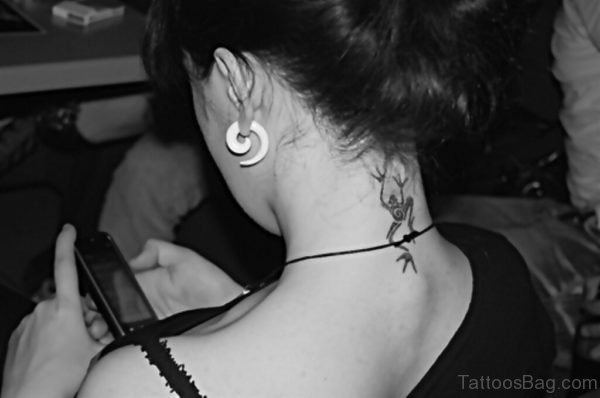Black And White Frog Tattoo On Neck