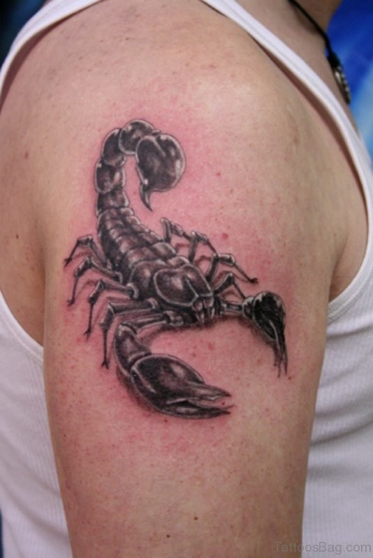 Black And White Scorpion Tattoo