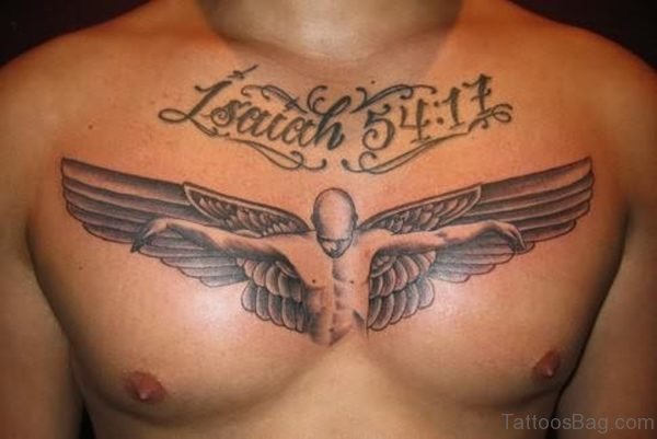 Black Angel With Wings Tattoo