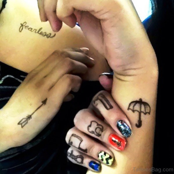 Black Arrow Tattoo Design On Girls 