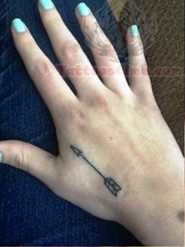 Black Arrow Tattoo On Hand 